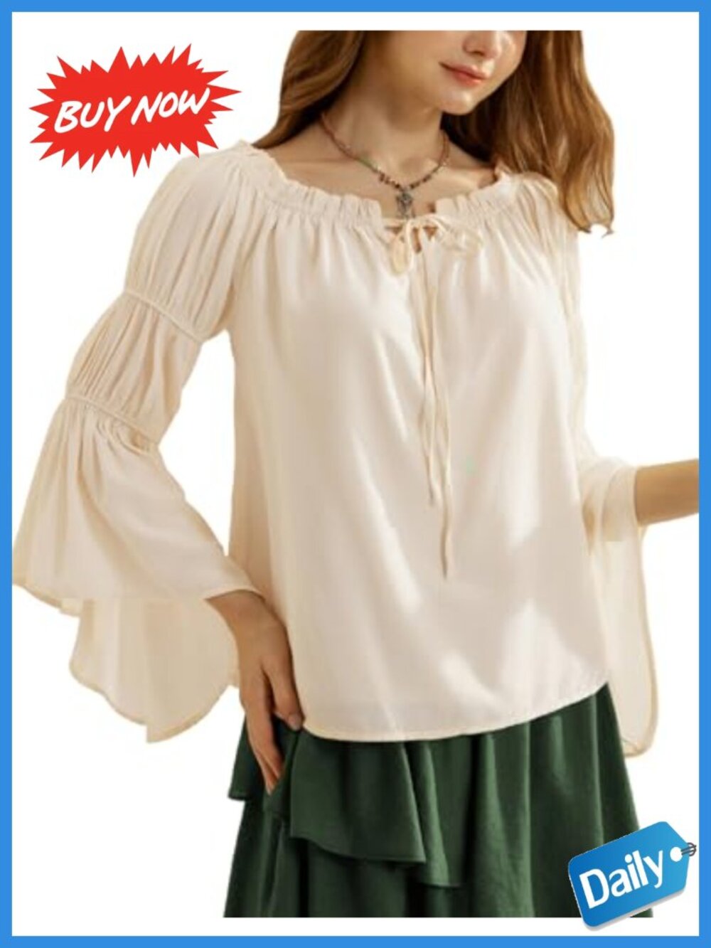 Women Renaissance Off Shoulder Bell Sleeve Blouse Peasant Top